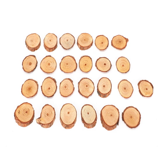 25-Pack Natural Pine Wood Oval Slices, 2.4x1.6 Inch Thin Wood Disks for DIY Painting, Carving, and Home Decor Crafts 25Pcs