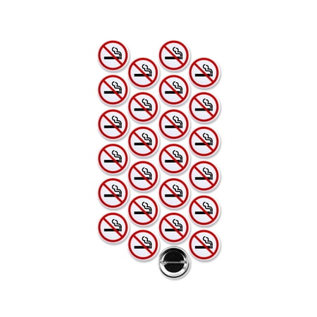 25 Pack - No Smoking Red Slash Pinback Buttons - 1.5 Inch