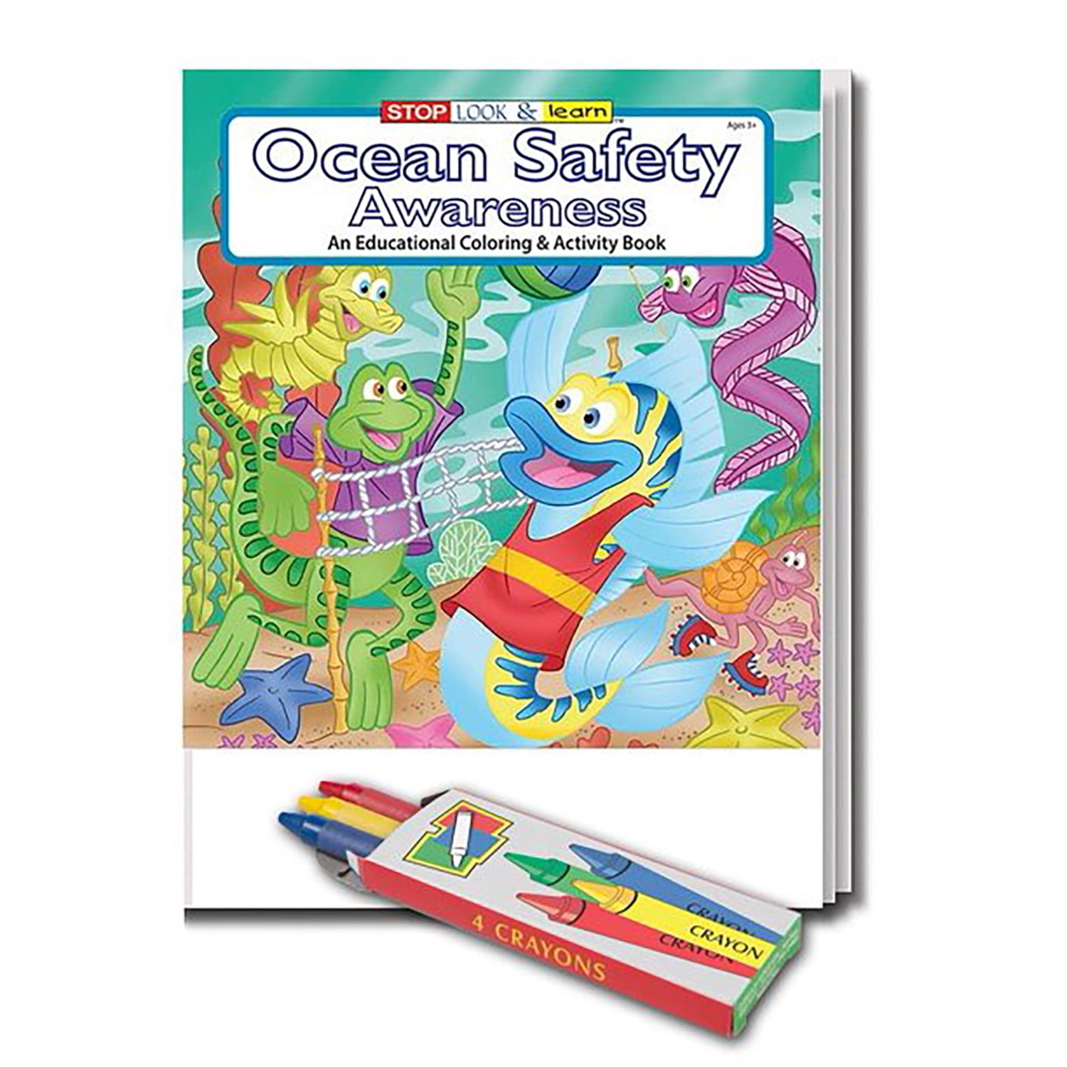 25 Pack - Ocean Safety Awareness Kid's Educational Coloring & Activity Books