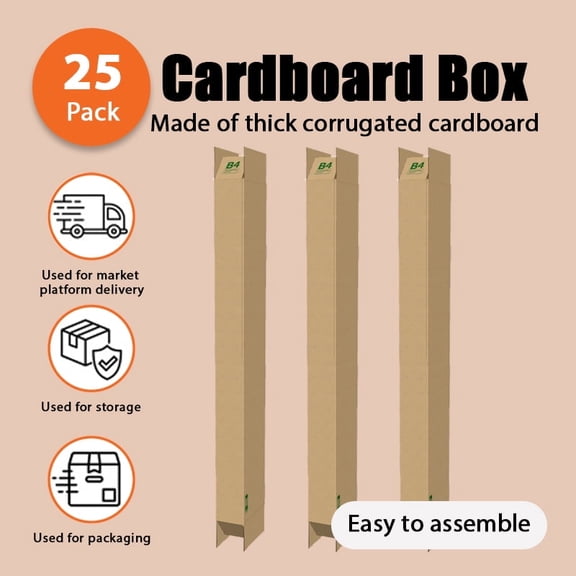 25-Pack Packaging Cartons - 8"x4"x47" Corrugated Boxes for Shipping & Storage