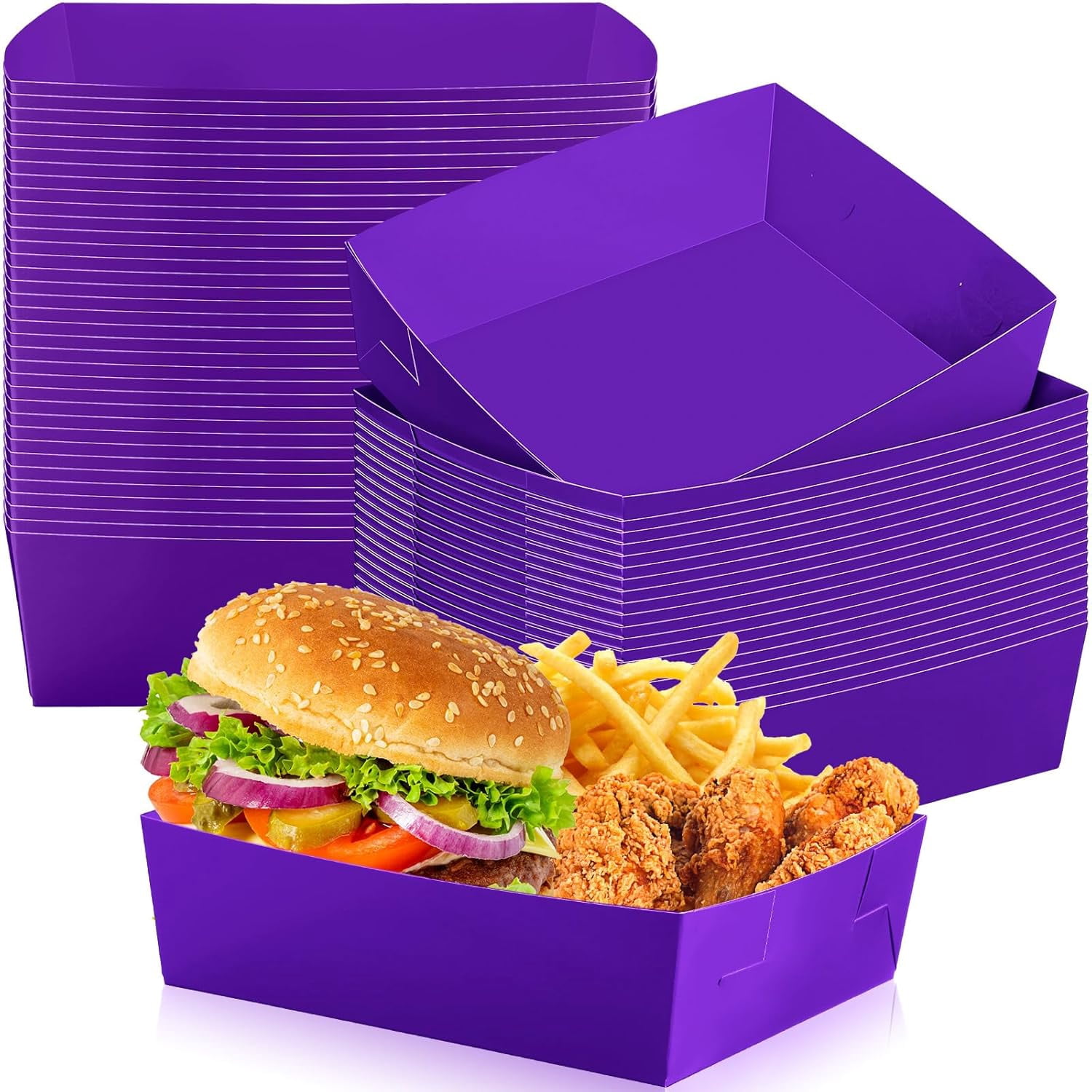 50 Pack Paper Food Tray 5 Lb Large Food Boats Nacho Plates