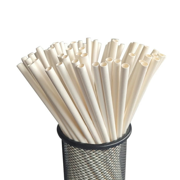 25 Pack Paper Straws, Disposable Drinking Straws, Environmentally Friendly Paper Straws, 7.8 Inch White Straws for Party Supplies, Bridal/Baby Shower, Birthday, Mixed Drinks, Weddings, Restaurant
