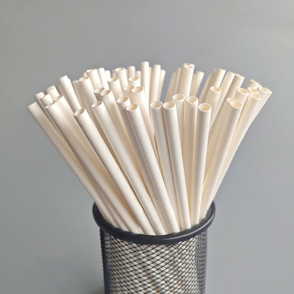 25 Pack Paper Straws White Biodegradable co-Friendly Drinking Bulk for Party Supplies, Bridal Shower, Birthday, Mixed Drinks, Weddings, Restaurant, Food Service, Drink Stirrer