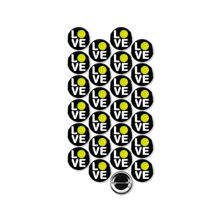 25 Pack - Pickleball "Love" Pinback Buttons - 1.5 Inch