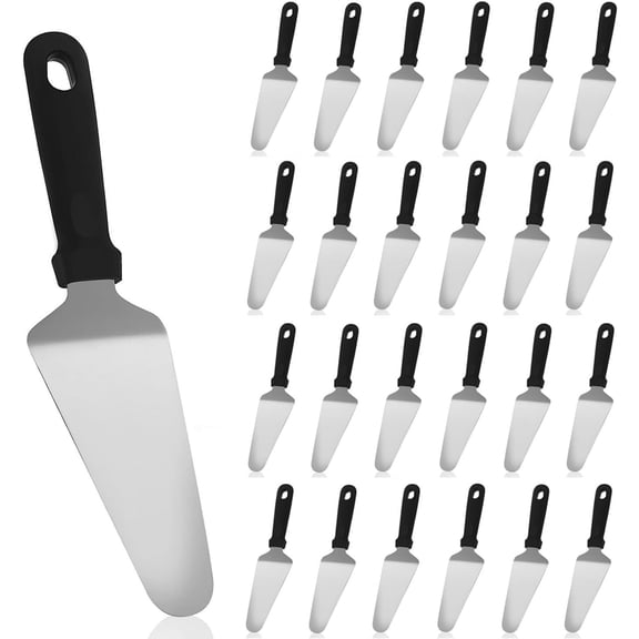25 Pack Pizza Spatula, Pie Server Pie Cutter Cake Cutter, Stainless Steel Cake Serving Spatula Non Slip Easy to Grip Baking Triangular Spade Plastic Handle Shovel