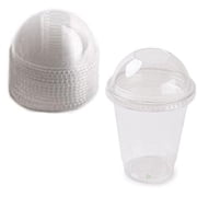 [25 Pack] Plastic Disposable Dome Lids for Standard Sized PET Cup 12 - 24oz - Crystal Clear Cup Lids for any Sized 98mm PET Plastic Cups - Smoothie Iced Drinks Frappe, Ice Coffee, Whipped Cream