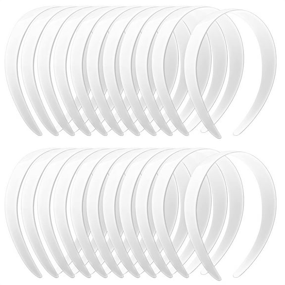 25 Pack Plastic Headbands for Girls,White No Teeth Headbands,DIY Craft Hairbands,Bulk 0.8 Inch Wide Hair Bands,Accessoies for Teens Kids Women Men