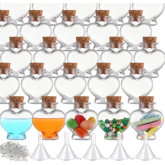 25 Pack Plastic Mini Potion Bottles with Corks, Small Sand Art Jar Tiny Clear Liquor Bottles Bulk Wishing Vial for Party Favor DIY Craft