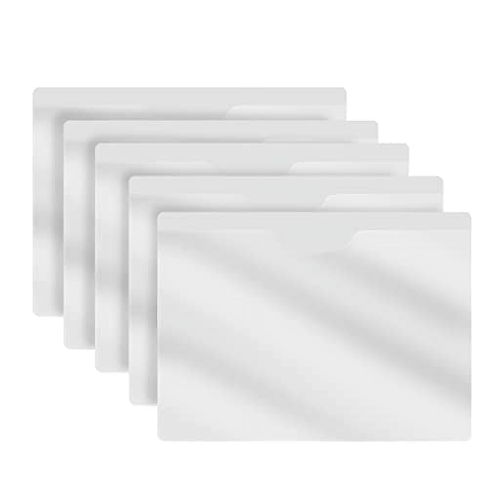 25 Pack, Plastic Pocket File Folders Closed Sides, Letter Size, Clear