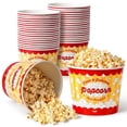 thumbnail image 1 of Fit Meal Prep 25 Pack Classic Paper Popcorn Buckets Disposable, 85 Oz Grease Resistant Popcorn Bowls Cups for Machine Home Theater Carnival Movie Night, 1 of 7