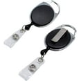 thumbnail image 1 of 25 Pack - Premium Badge Reel with Carabiner & Belt Clip - Dual Clip Retractable Cute ID Holder with Reinforced Vinyl Strap Clip to Attach Access Key Card, Keychain or Name Tag by Specialist ID (Black), 1 of 7