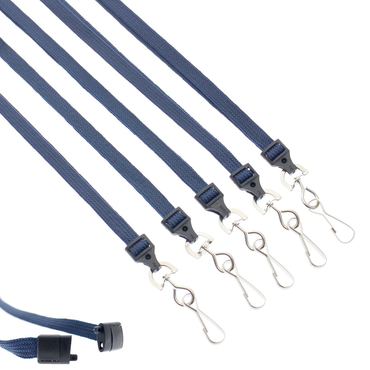 25 Pack - Premium Breakaway Lanyards for ID Badges - Metal Swivel J Hook - 3/8” Wide | 36 Inch Length | Flat Woven by Specialist ID (Navy Blue)