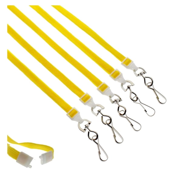 25 Pack - Premium Breakaway Lanyards for ID Badges - Metal Swivel J Hook - 3/8” Wide - 36 Inch Length - Flat Woven by ZRQarq (Yellow)