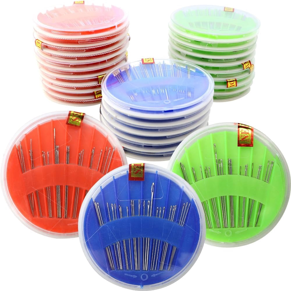 25 Pack Premium Hand Sewing Needles, Sewing Needle Hand Work Sewing Needle and Thread Box Set Accessories for Handsewing Large Eye Stitching Needles for Sewing Repair Embroidery Needles