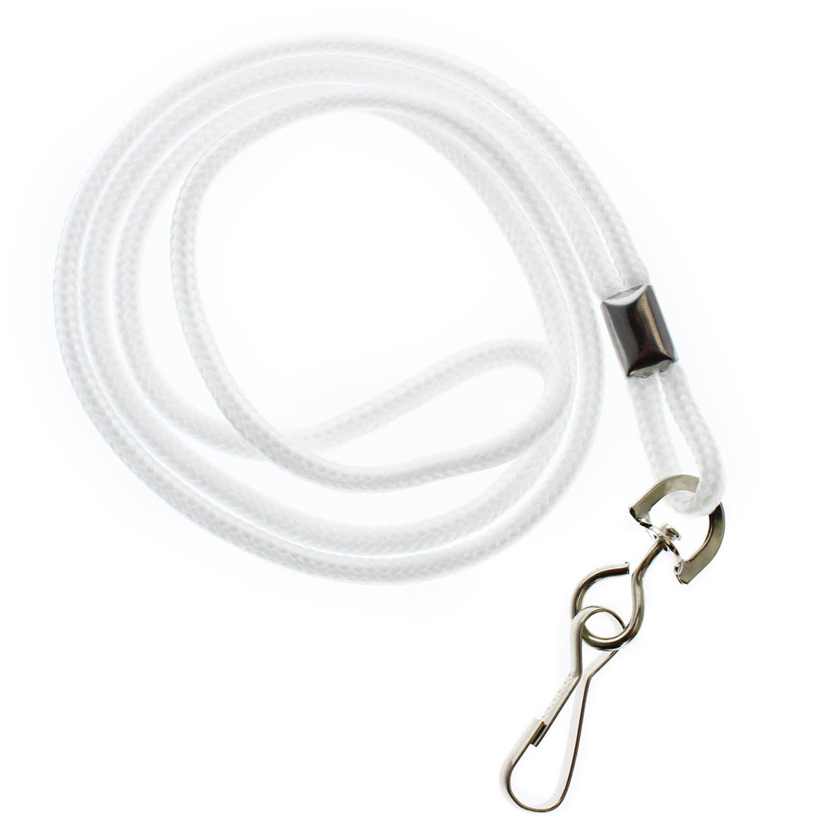 25 Pack - Premium Round ID Badge Neck Lanyards for Card Holders and Name Tags - 36 in Non-Breakaway Heavy Duty Cord & Secure Metal Swivel J Hook Clip by Specialist ID White