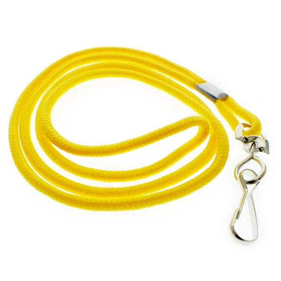 25 Pack - Premium Round ID Badge Neck Lanyards for Card Holders and Name Tags - 36 in Non-Breakaway Heavy Duty Cord & Secure Metal Swivel J Hook Clip by Specialist ID (Yellow)
