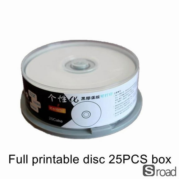 25 Pack Printable CD-R Blank Discs 700MB/80min 52x, Inkjet Printable & Lightscribe Printable Recordable CDs For Data Music Photos Storage