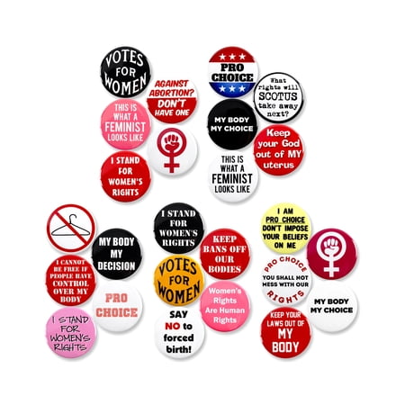 25 Pack - Pro Choice Activism Megapack Pinback Buttons - 2.25 Inch Round