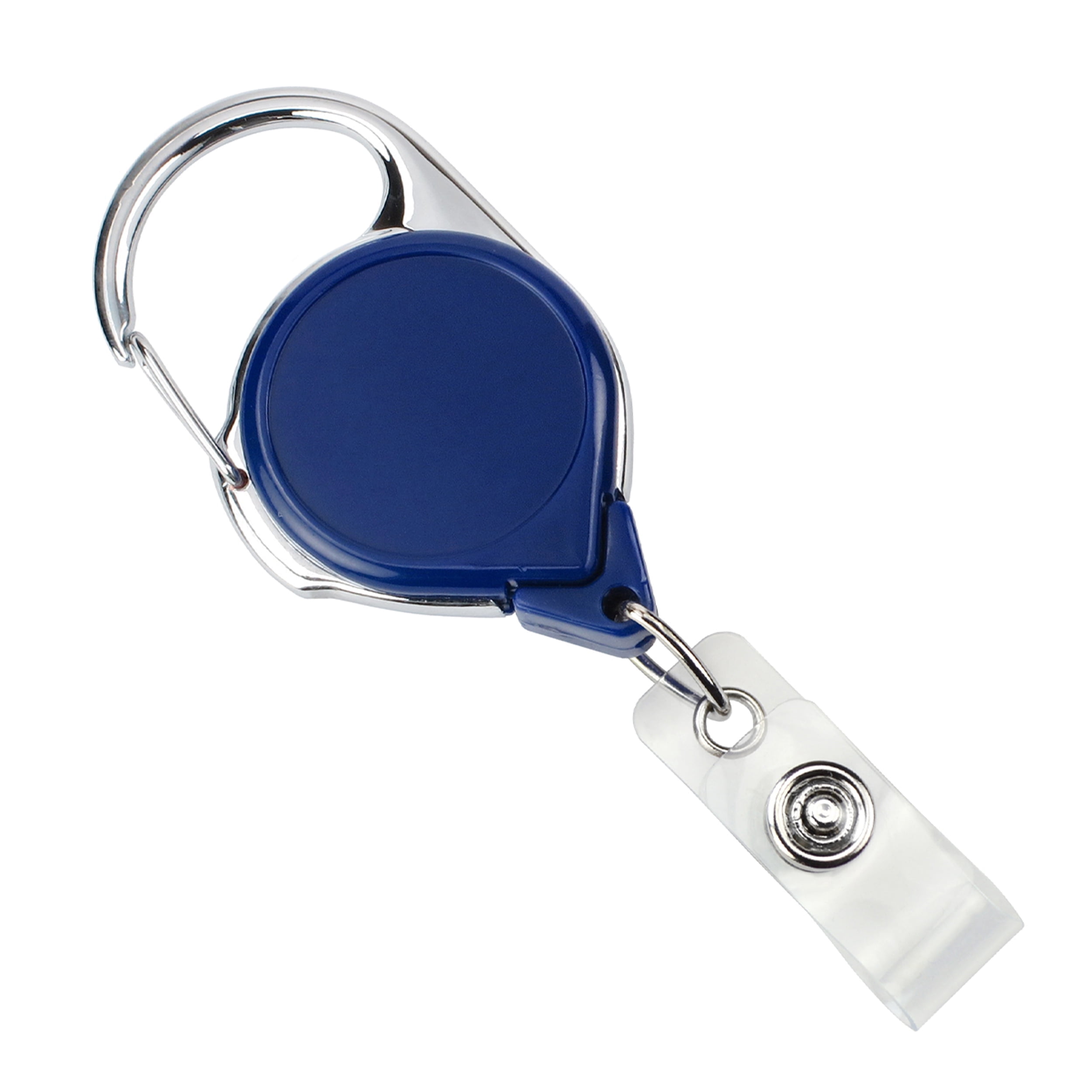 25 Pack - Professional Twist Free Carabiner Badge Reel with Long 34" Reach - Round No Twist Retractable Lanyard Clip for Crafting, Office & Government Premium Badge Holders by Specialist ID (Blue)