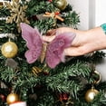thumbnail image 1 of 25-Pack Purple Butterfly Christmas Ornaments, Glitter PVC Hanging Decor with Rhinestones for Tree Wreath and Holiday Craft, 25PCS (Purple), 1 of 5
