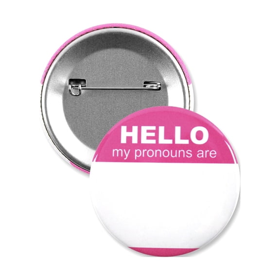 25 Pack - Purple Hello My Pronouns Are "Write-In" LGBTQ+ Pinback Button Badges - 2.25 Inch Round