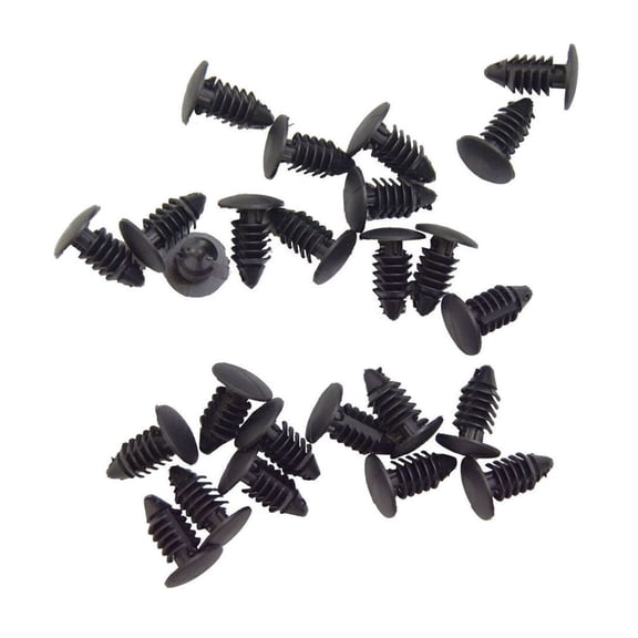 25 Pack Push Pin Retainer Clips, 8mm Hole Black Nylon Automotive Push Fasteners for Door Panel Bumper Fender Grill Trim Universal Auto Clip Set