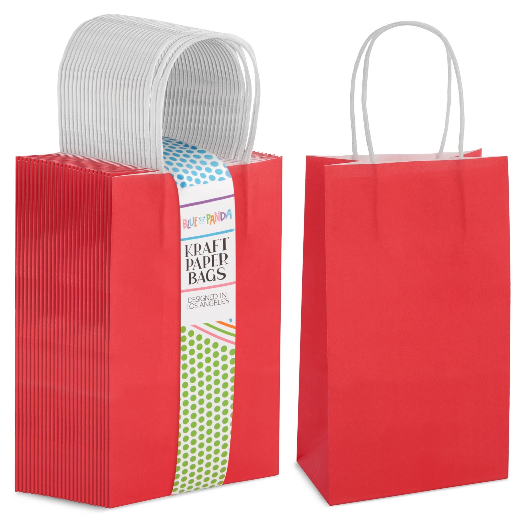 Paper Party Gift Bags with Handles (9 x 5.3 in, Red, 25-Pack)