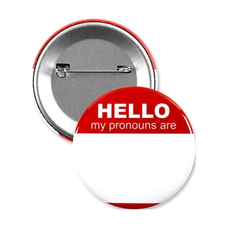 25 Pack - Red Hello My Pronouns Are "Write-In" LGBTQ+ Pinback Button Badges - 2.25 Inch Round