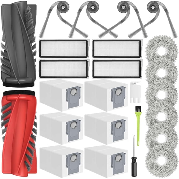 25 Pack Replacement Accessories Kit Compatible with Roborock Qrevo Curv and Qrevo Edge