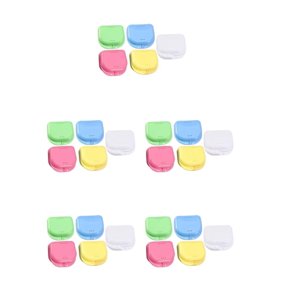 25 Pack Retainer Case with Vent Holes, Multicolor Dental Storage Container for Aligners