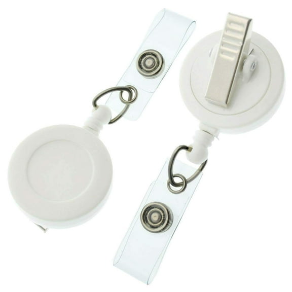 25 Pack - Retractable Badge Reels with Alligator Swivel Clip on Back by Specialist ID (White)
