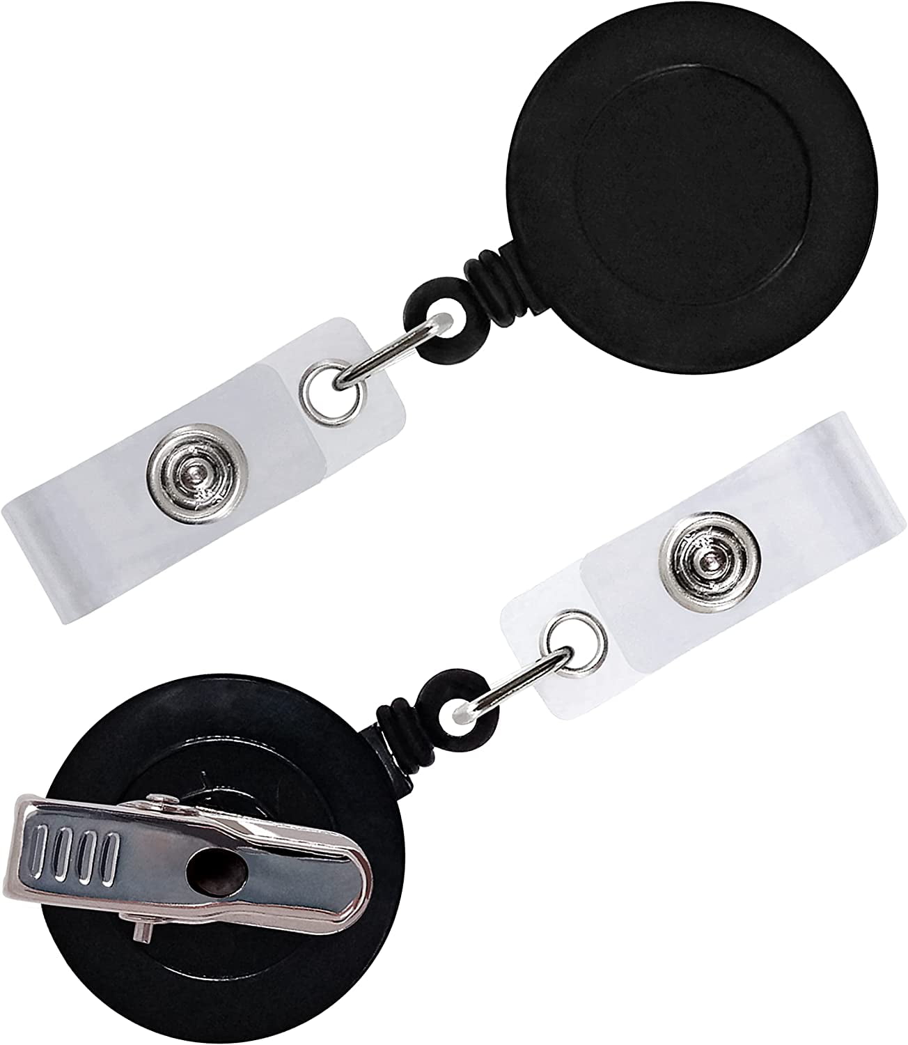 25 Pack Retractable ID Badge Holder Reels with Swivel Alligator Clip Bulk  Pack Premium Badge（Black） 