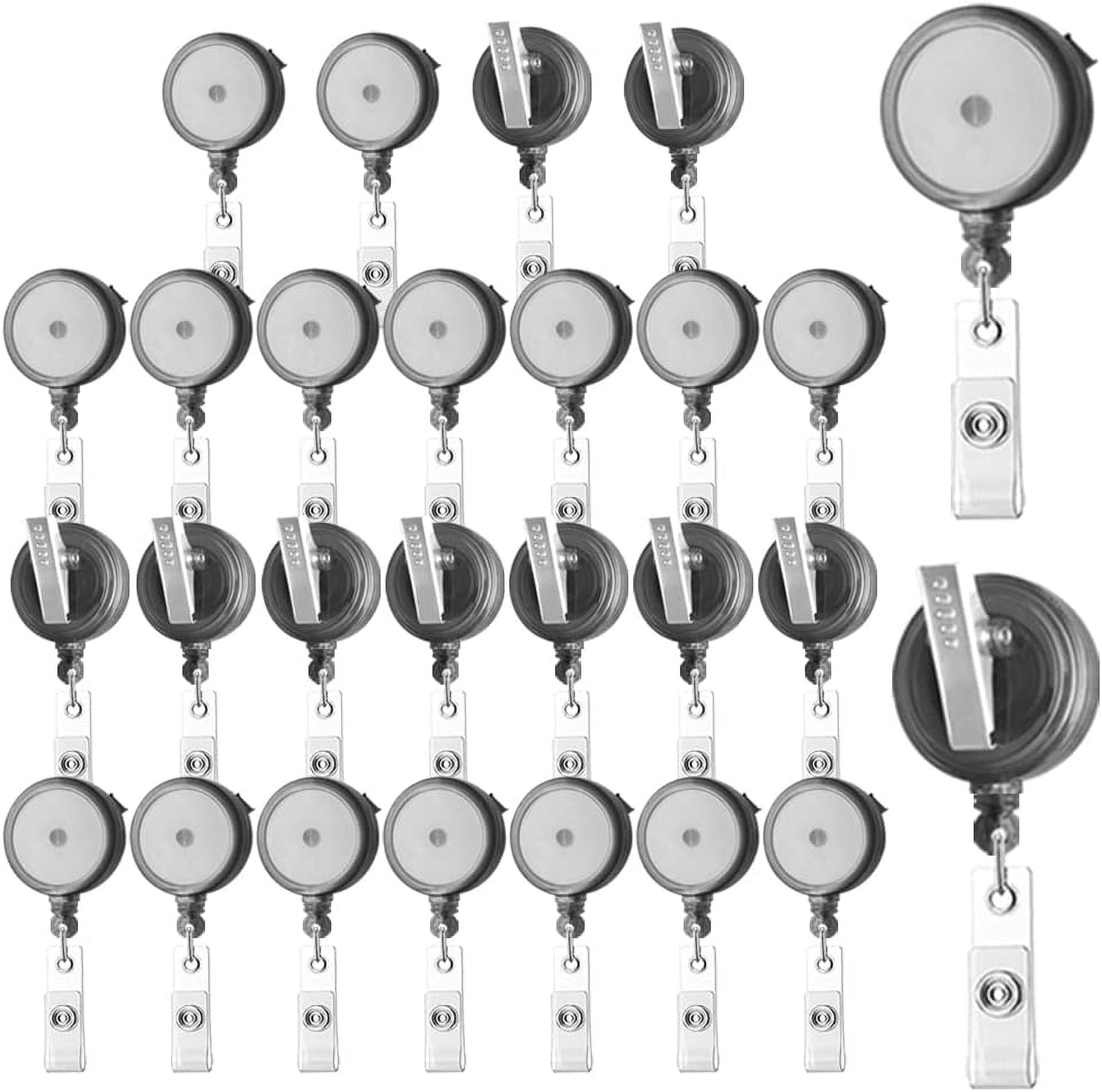  25 Pack Retractable ID Name Badge Holder Reels Bulk Premium Black