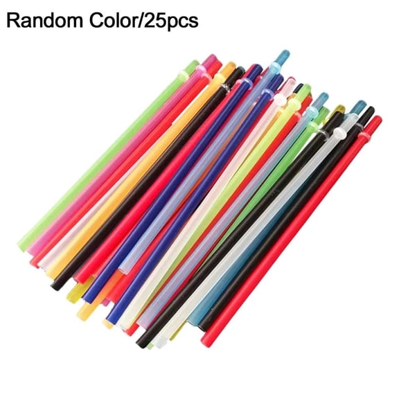 25 Pack Reusable Hard Plastic Straws, 10.62 Inch Long Drinking Straws for 12-20oz Tumblers Mason Jars, BPA-Free Colored Replacement Straws, Random Colors