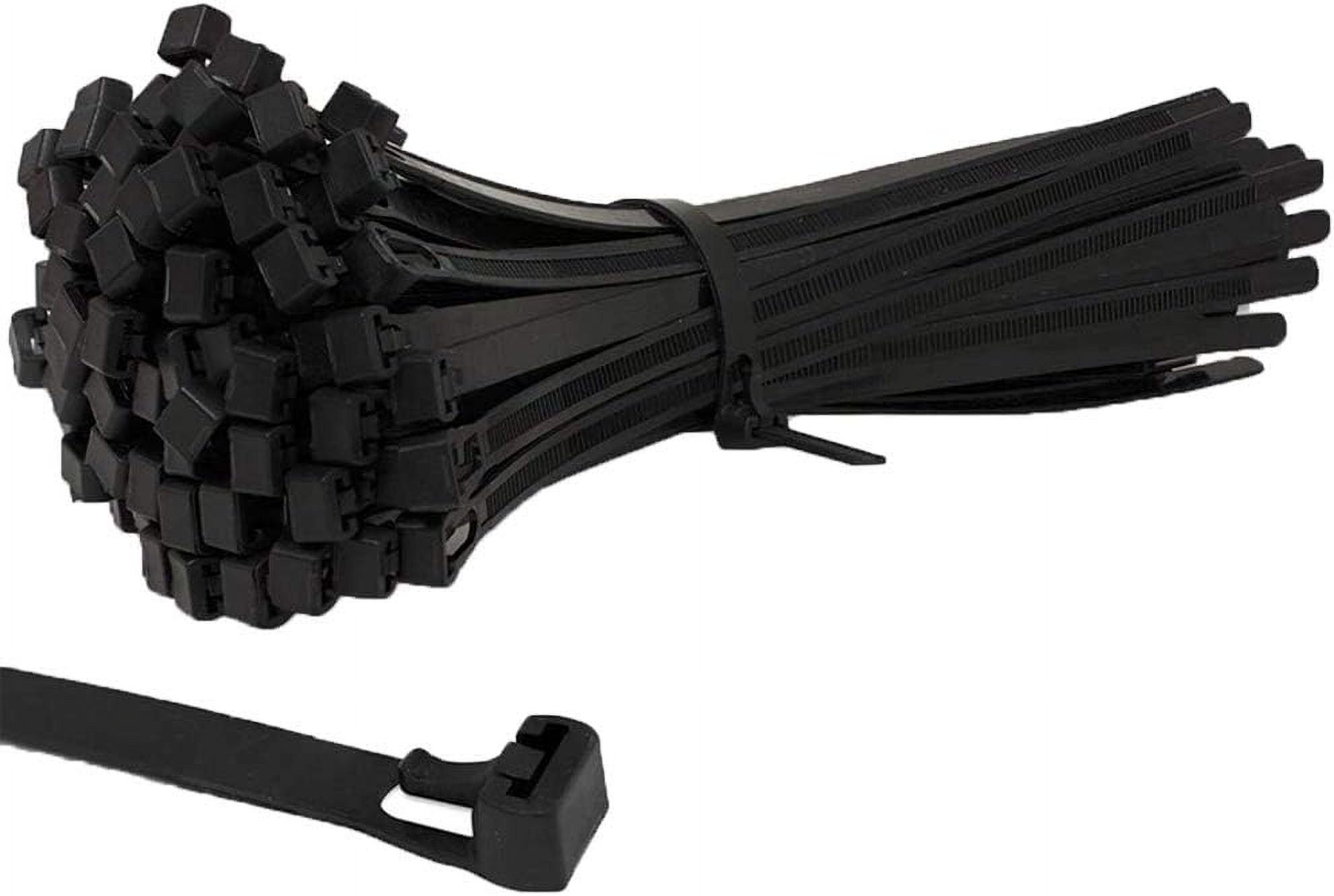 25 Pack Reusable Releasable Cable Ties Black Neutral Heavy Duty Long