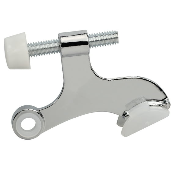 25 Pack Rok Hardware Heavy Duty Hinge Pin Door Stop, Chrome Finish with White Rubber Trims