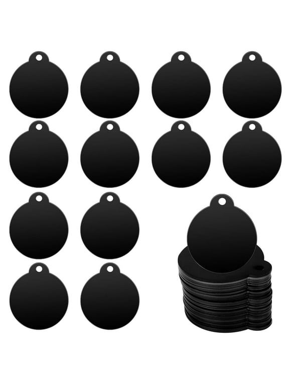 25 Pack Round Aluminum Blank Tags Black Stamping Blanks Engraving Discs Metal Keychain Dog Tag