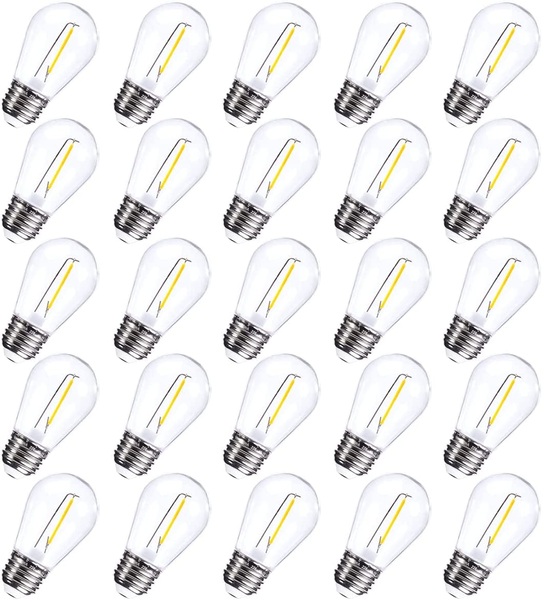 25Pack S14 1W Outdoor String Lights Bulbs LED, Shatterproof