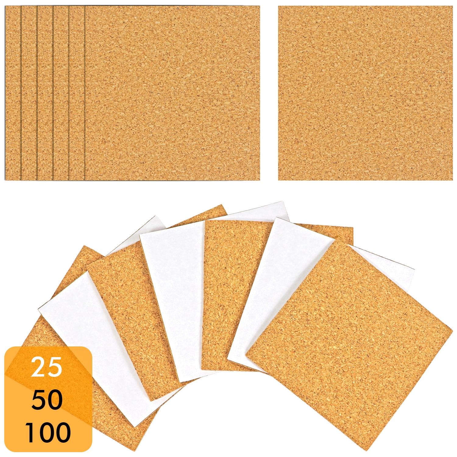 SHEUTSAN 240 Pcs 4 x 4 inch Self Adhesive Cork Round, Cork Adhesive Sheets Blank Non Slip Cork Backing Sheets Mini Cork Tiles Mat for Coasters Wall