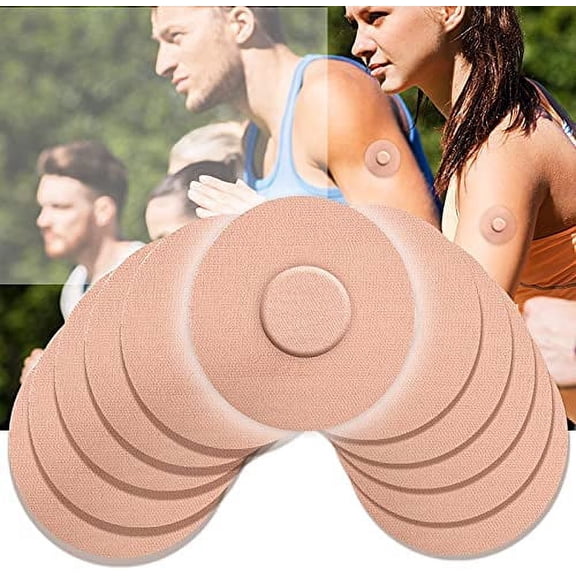 25 Pack Sensor Covers for Libre 1/2/3,Waterproof Adhesive Patches,Transparent CGM Overpatch Tape Lasting to 14 Days-Without Hole (Beige)