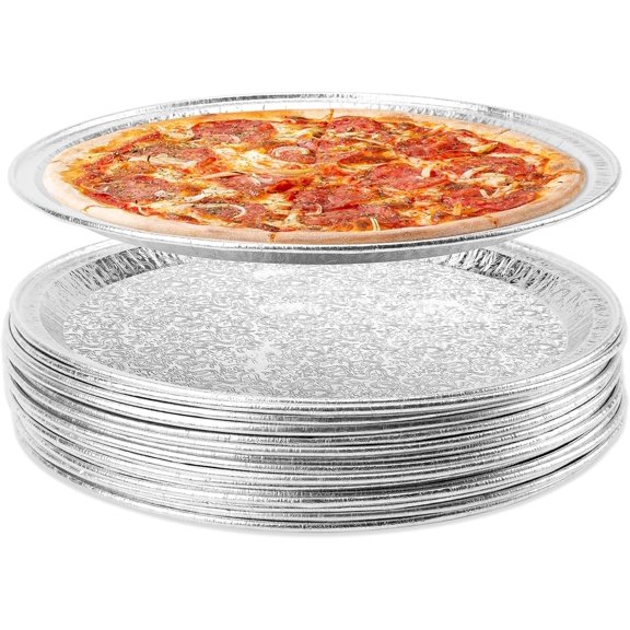 25 Pack Serving Platters, 12 Disposable Aluminium Foil Serving Trays for Party & Buffet, Silver Embossed Foil Serving Dishes/Plates for Vegetable, Fruit, Cake, Cookies