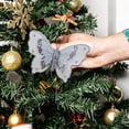 thumbnail image 1 of 25-Pack Silver Butterfly Christmas Ornaments, Glitter PVC Hanging Decor with Rhinestones for Tree Wreath and Holiday Craft, 25PCS (Silver), 1 of 5