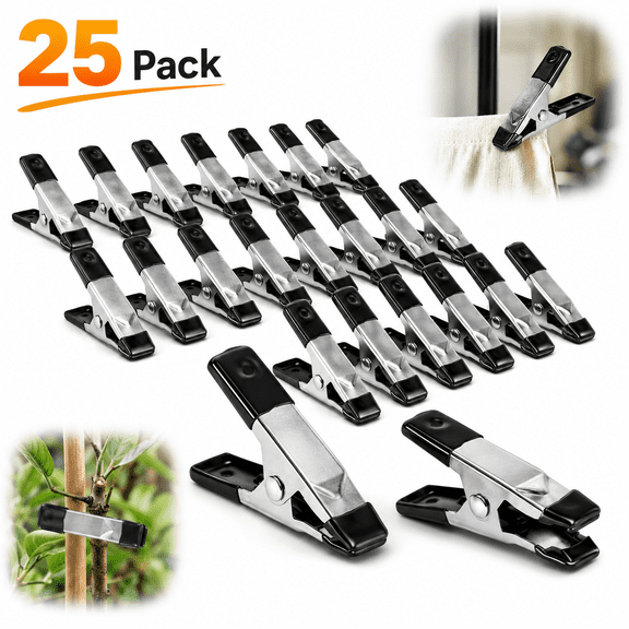 25 Pack Small Clamps,Garden 2 Inch Mini Spring Clips Clamps Heavy Duty for Crafts/Backdrop/Greenhouse,Metal Chip Clips Open Mouth is 3/4 Inch for Woodworking Photography