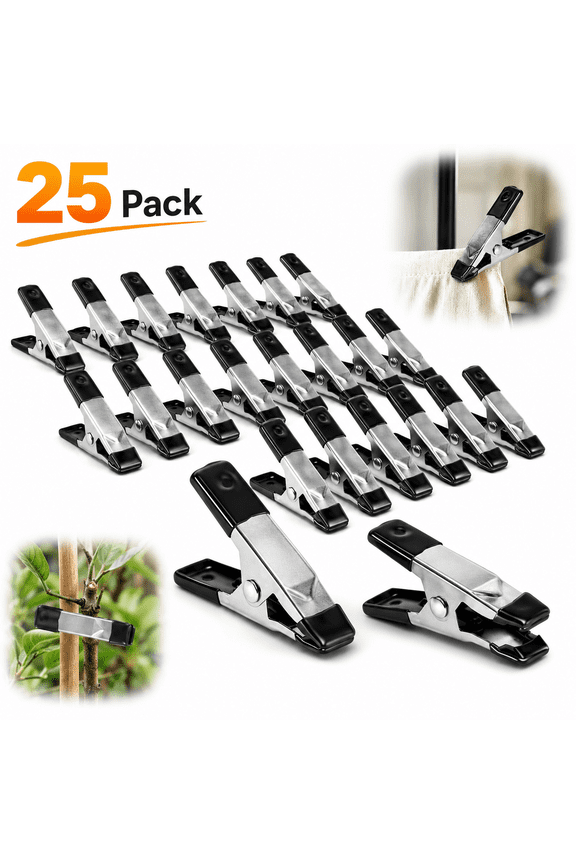 25 Pack Small Clamps,Garden 2 Inch Mini Spring Clips Clamps Heavy Duty for Crafts/Backdrop/Greenhouse,Metal Chip Clips Open Mouth is 3/4 Inch for Woodworking Photography