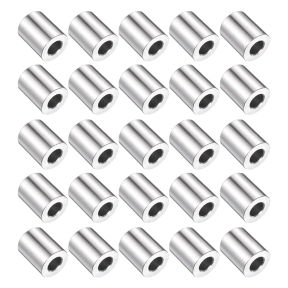 25 Pack Stainless Steel Spacer 3/8" Bore x 3/4" OD x 15/16" Length Screw Bushing Plain Finish Round Metal Spacer for M10 Screws Bolts and Rods