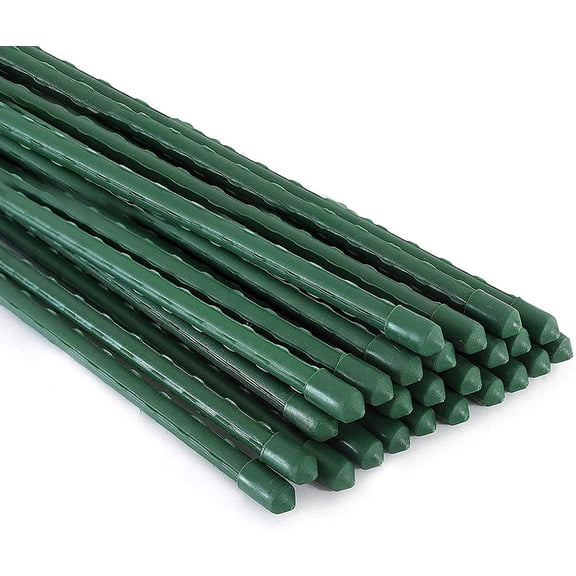 25 Pack Steel Plant Garden Tomato Stakes with Plastic Coat for Climbing Plants, Garden Stakes