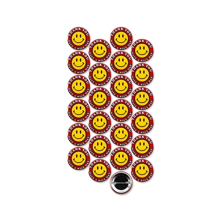 25 Pack - Thank You And Have A Nice Day Red Pinback Buttons - 1.5 Inch
