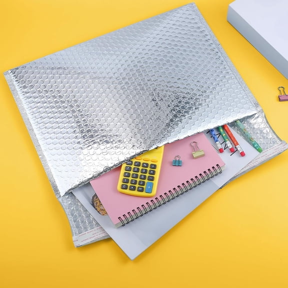 25 Pack Thermal Bubble Mailer, 11 x 15.43 In Metallic Bubble Mailers, Foil Mailing Envelopes, Waterproof Padded Envelopes, Self Seal Insulated Mailers for Cold Shipping Food Cosmetics(Silver)