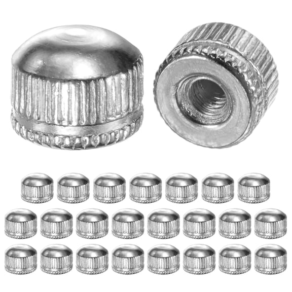25-Pack Threaded Cap Nuts, M4x11mm Screw Caps for Light Fixture, Female Knurled Knob Nut for Ceiling Light Cover Replacement [Chrome Tone]