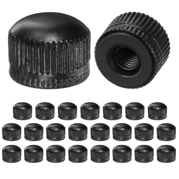 25-Pack Threaded Cap Nuts, M5x14mm Screw Caps for Light Fixture, Female Knurled Knob Nut for Ceiling Light Cover Replacement [Matt Black]